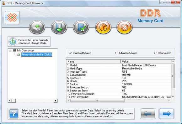 Sony Memory Stick Rescue Program screen shot