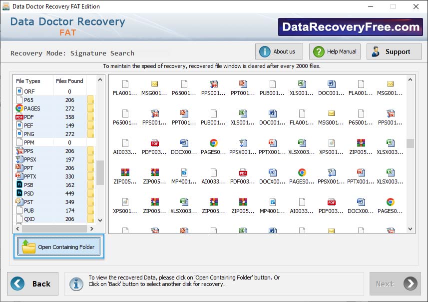 View recovered data files