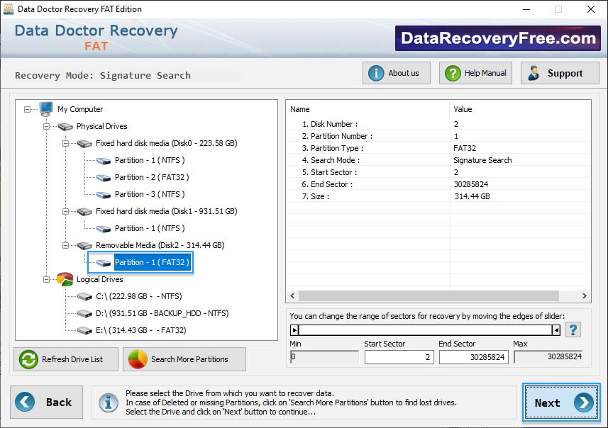 Select partition