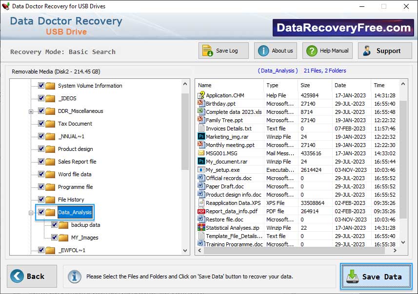 Save recovered data files